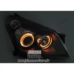 Opel Astra H Front Headlights Angel Eyes Noir