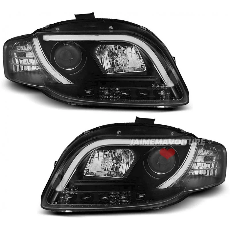 Front headlights LTI tube for black Audi A4 B7